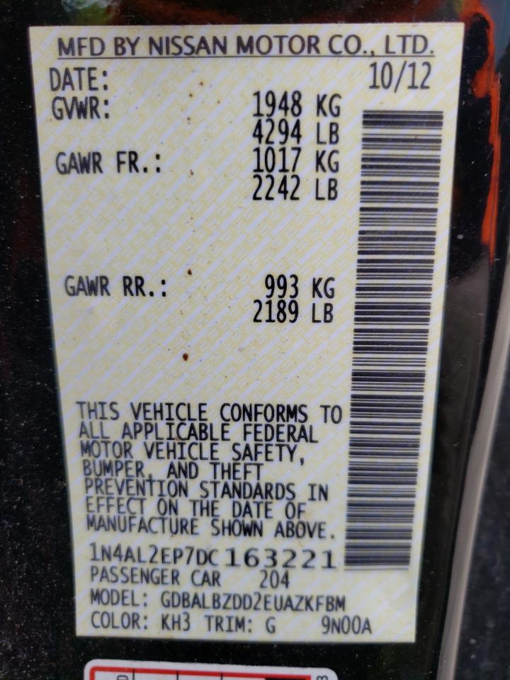 Photo 10 from auction – 2013 NISSAN ALTIMA S with VIN 1N4AL2EP7DC163221