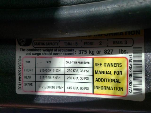 Photo 10 from auction – 2013 FORD FOCUS SE with VIN 1FADP3F20DL363772
