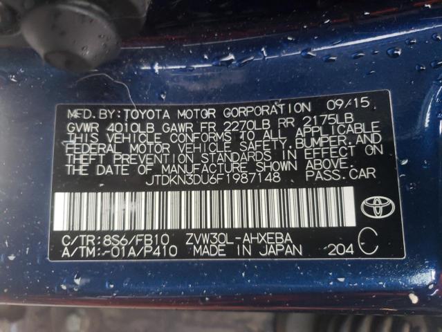 Photo 10 from auction – 2015 TOYOTA PRIUS with VIN JTDKN3DU6F1987148