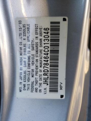 Photo 10 from auction – 2004 HONDA CR-V LX with VIN JHLRD78464C013046