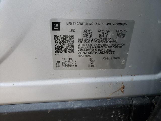 Photo 10 from auction – 2018 CHEVROLET EQUINOX LT with VIN 2GNAXSEV1J6246233