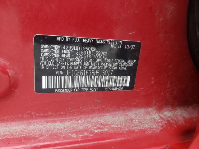Photo 10 from auction – 2008 SUBARU IMPREZA 2. with VIN JF1GE61638H515017