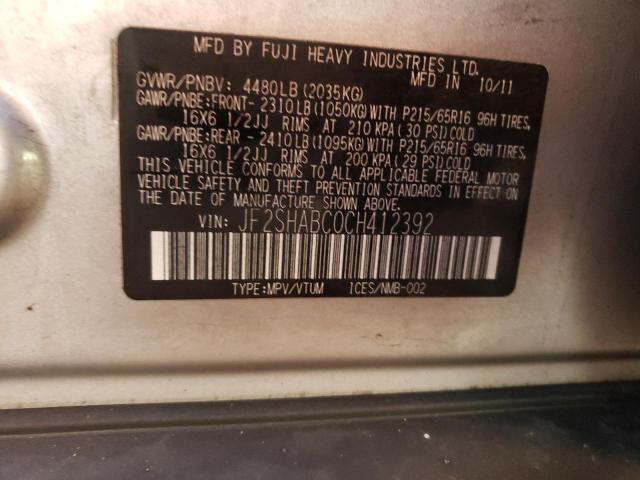 Photo 10 from auction – 2012 SUBARU FORESTER 2 with VIN JF2SHABC0CH412392