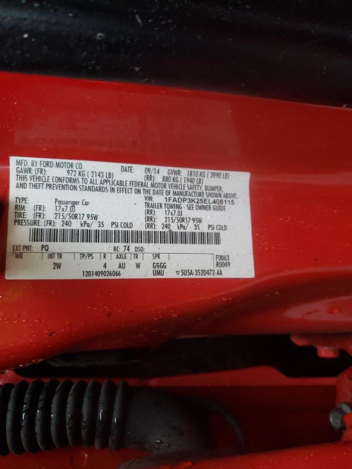 Photo 10 from auction – 2014 FORD FOCUS SE with VIN 1FADP3K25EL408115