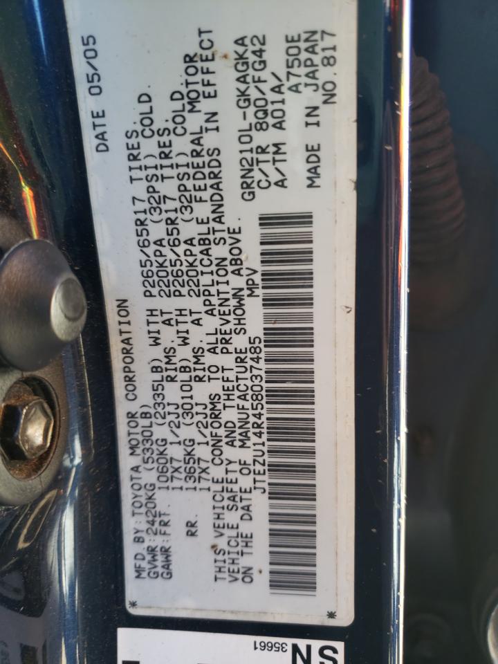Photo 10 from auction – 2005 TOYOTA 4RUNNER SR with VIN JTEZU14R458037485