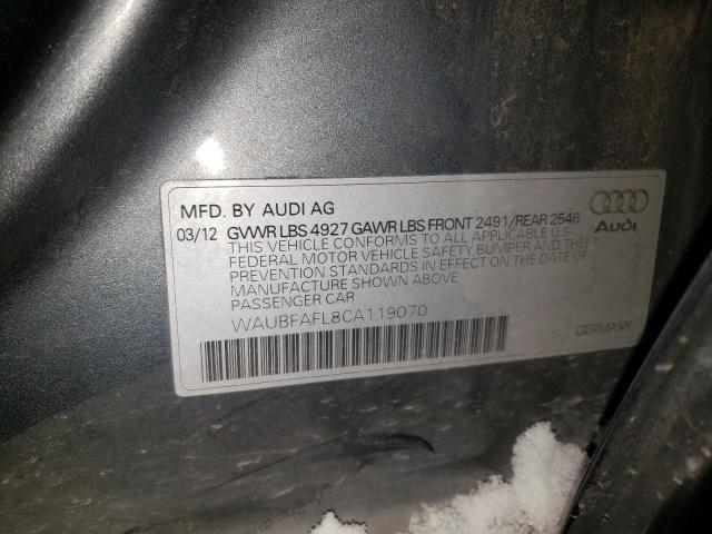 Photo 10 from auction – 2012 AUDI A4 PREMIUM with VIN WAUBFAFL8CA119070