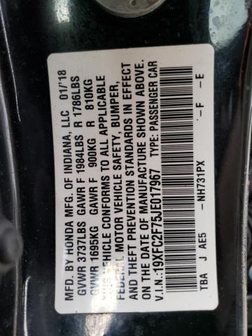 Photo 10 from auction – 2018 HONDA CIVIC EX with VIN 19XFC2F75JE017967