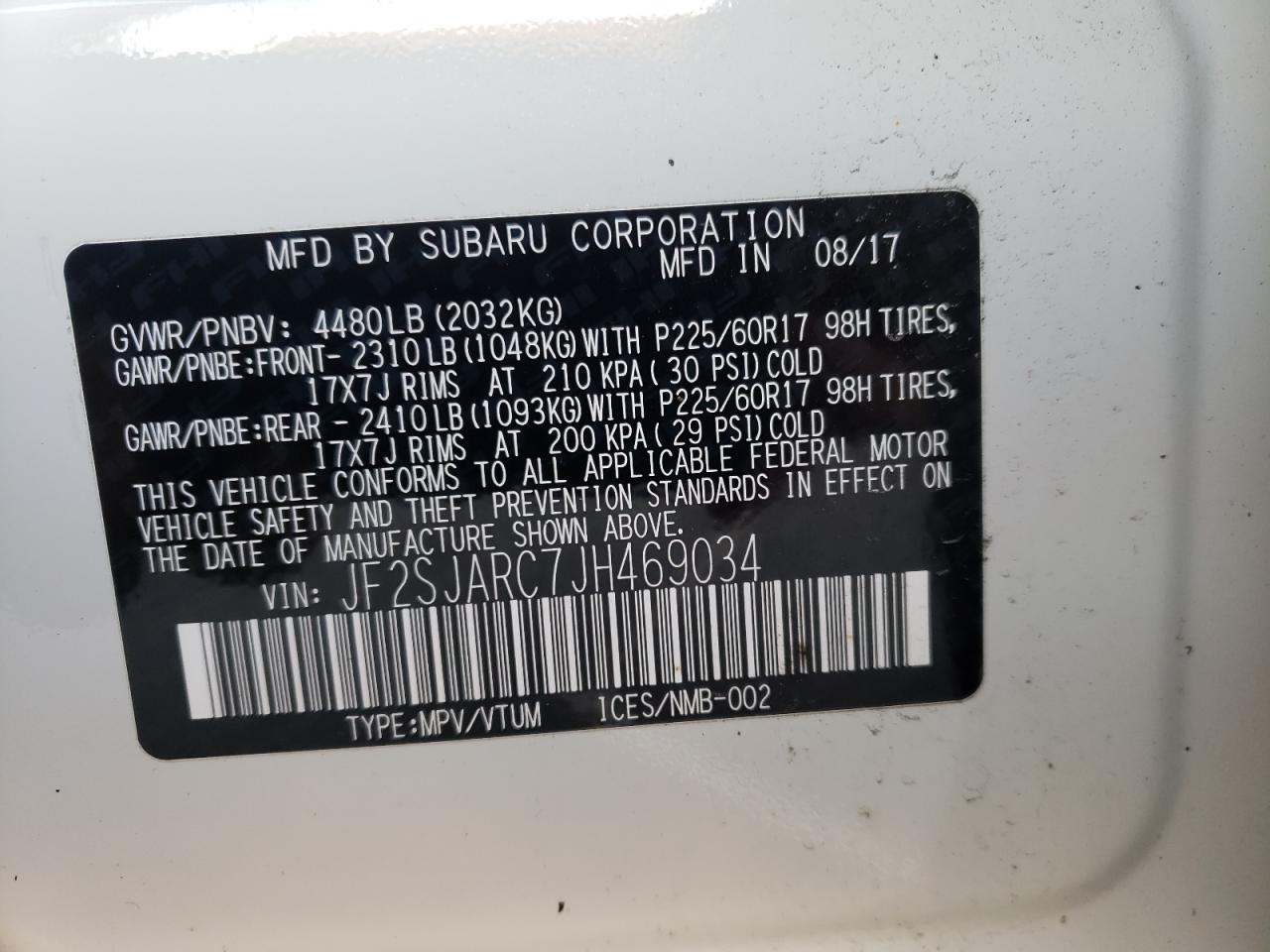 Фото 10 с аукциона – 2018 SUBARU FORESTER 2 с VIN JF2SJARC7JH469034