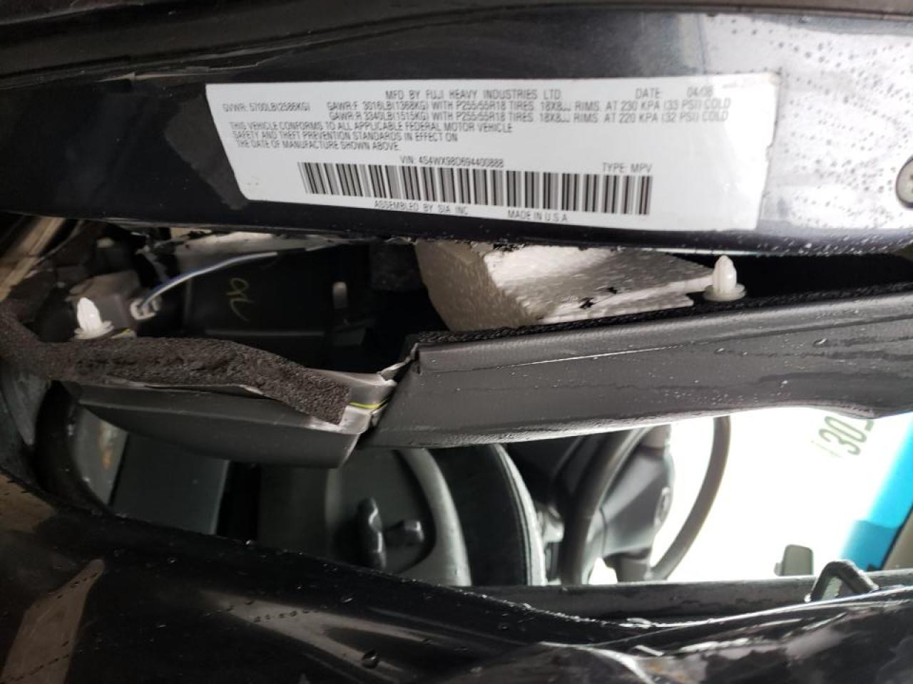 Photo 10 from auction – 2009 SUBARU TRIBECA LI with VIN 4S4WX98D694404794