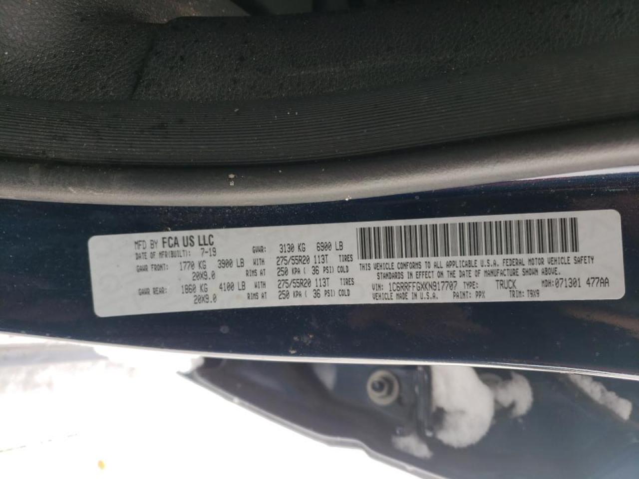 Photo 10 from auction – 2019 RAM 1500 BIG H with VIN 1C6RRFFGXKN917707