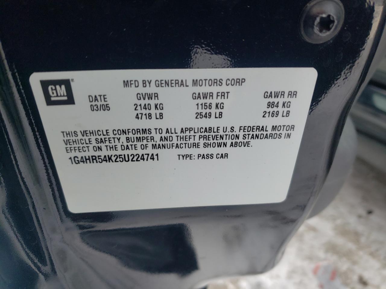 Photo 10 from auction – 2005 BUICK LESABRE LI with VIN 1G4HR54K25U224741