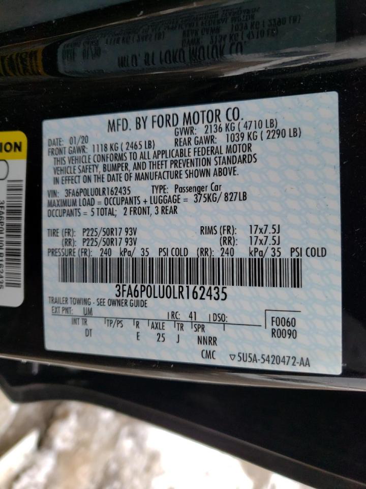 Photo 10 from auction – 2020 FORD FUSION SE with VIN 3FA6P0LU0LR162435