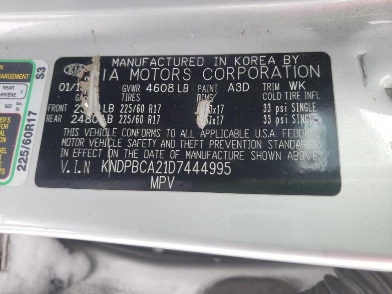 Photo 10 from auction – 2013 KIA SPORTAGE L with VIN KNDPBCA21D7444995