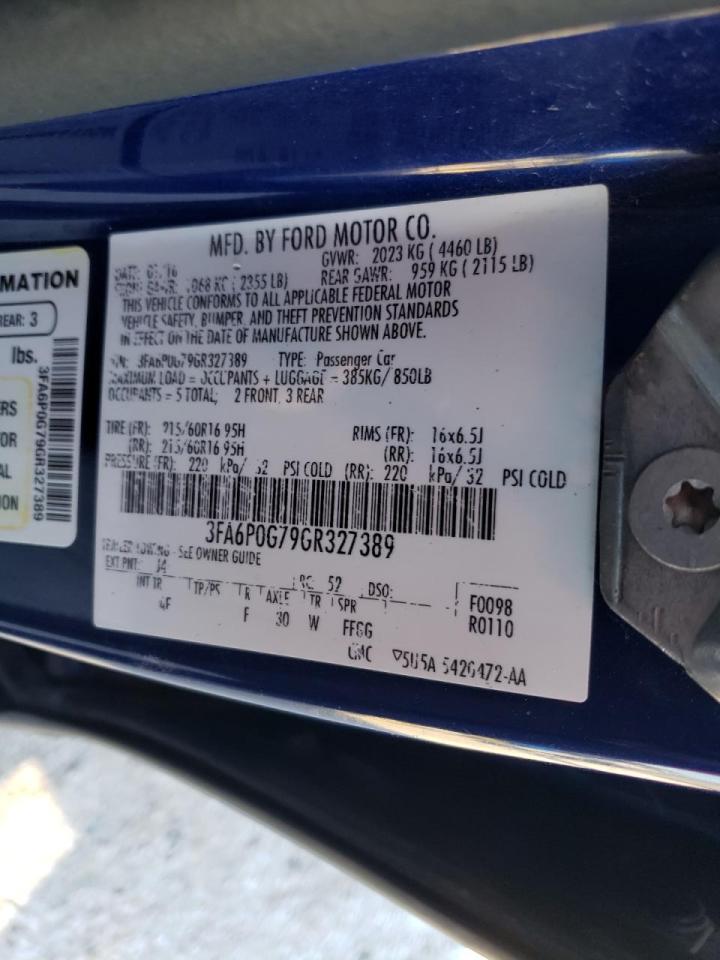 Photo 10 from auction – 2016 FORD FUSION S with VIN 3FA6P0G79GR327389