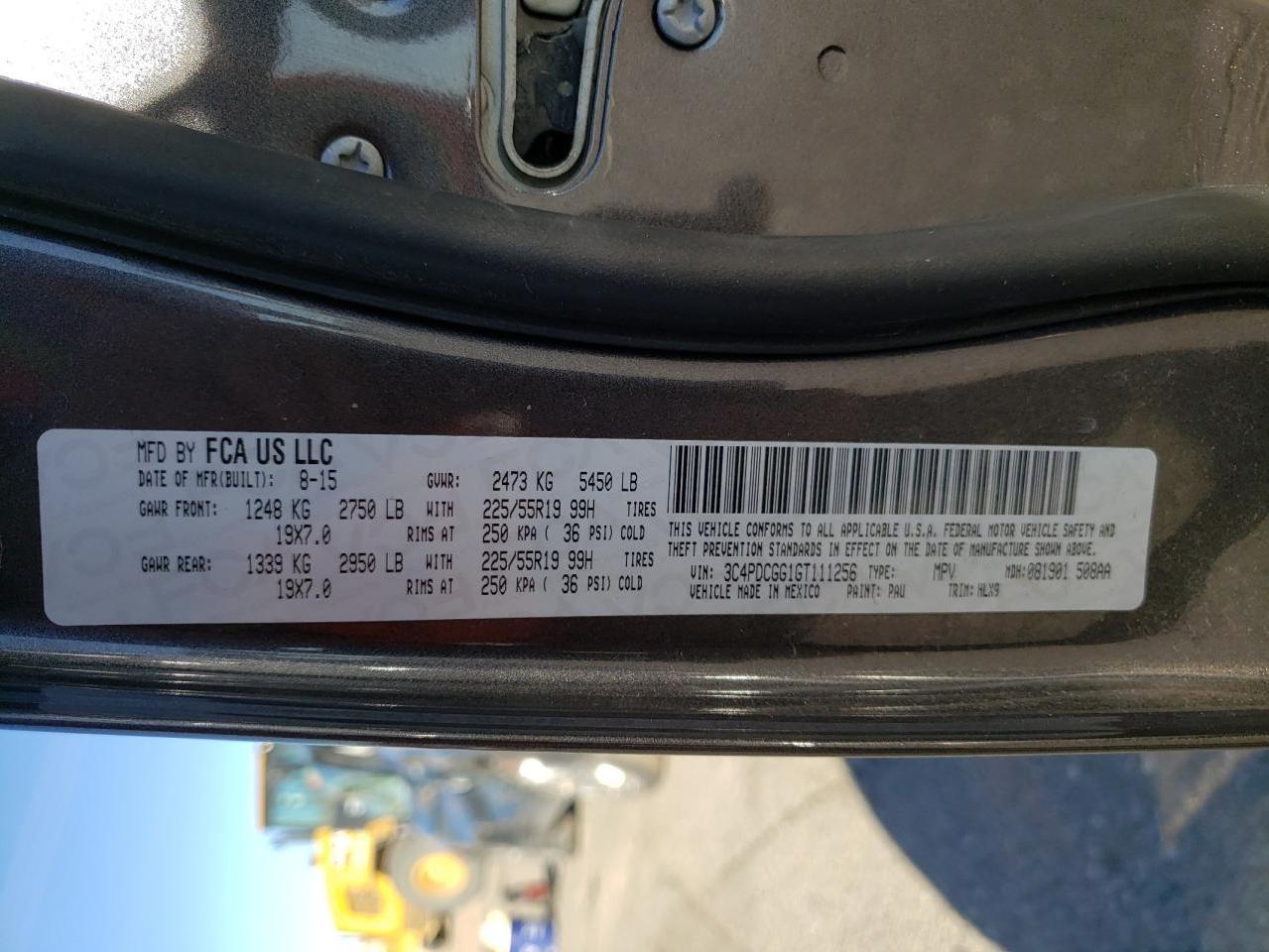 Photo 10 from auction – 2016 DODGE JOURNEY CR with VIN 3C4PDCGG1GT111256