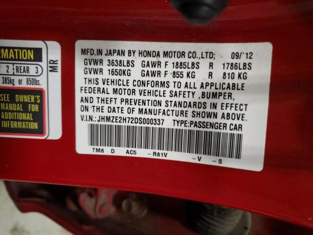 Photo 10 from auction – 2013 HONDA INSIGHT EX with VIN JHMZE2H72DS000337