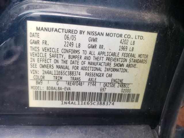 Photo 10 from auction – 2005 NISSAN ALTIMA S with VIN 1N4AL11E65C388374
