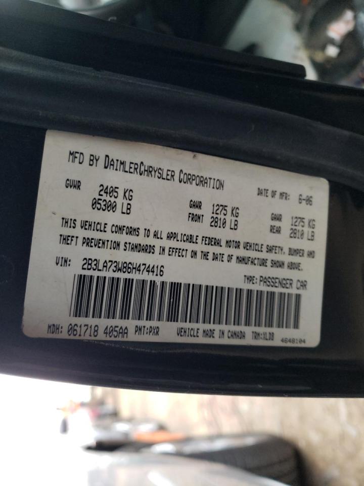 Photo 10 from auction – 2006 DODGE CHARGER SR with VIN 2B3LA73W86H474416