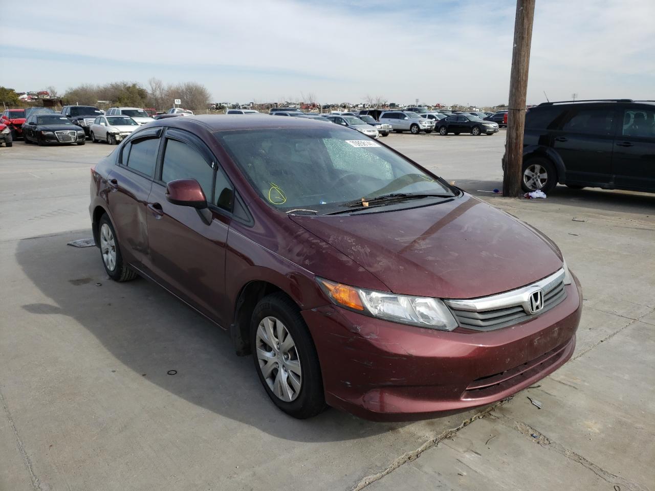 Photo 1 from auction – 2012 HONDA CIVIC LX with VIN 19XFB2F5XCE074315