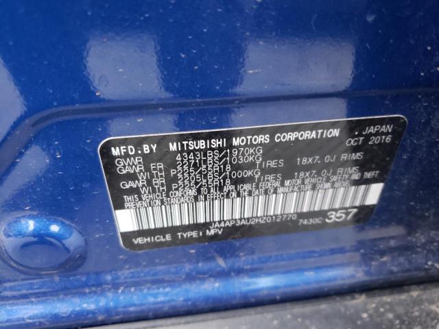 MITSUBISHI OUTLANDER 2017 with VIN JA4AP3AU2HZ012770 - Photo from auction