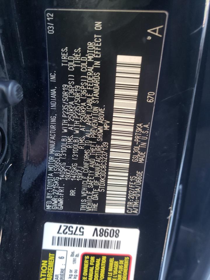 Photo 10 from auction – 2012 TOYOTA SIENNA SPO with VIN 5TDXK3DC8CS237139