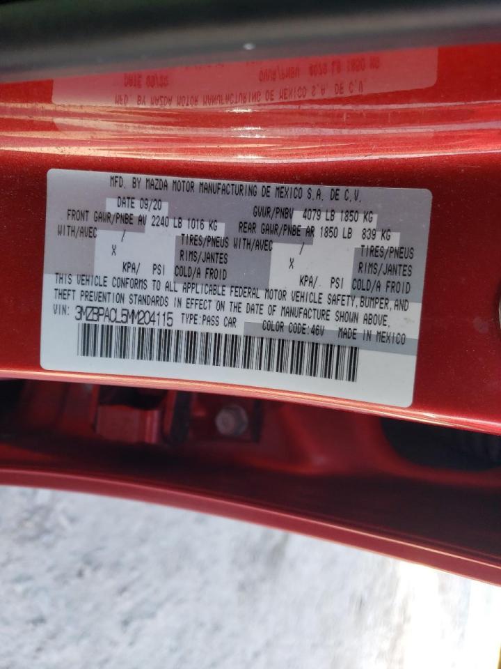 Photo 10 from auction – 2021 MAZDA 3 PREFERRE with VIN 3MZBPACL5MM204115
