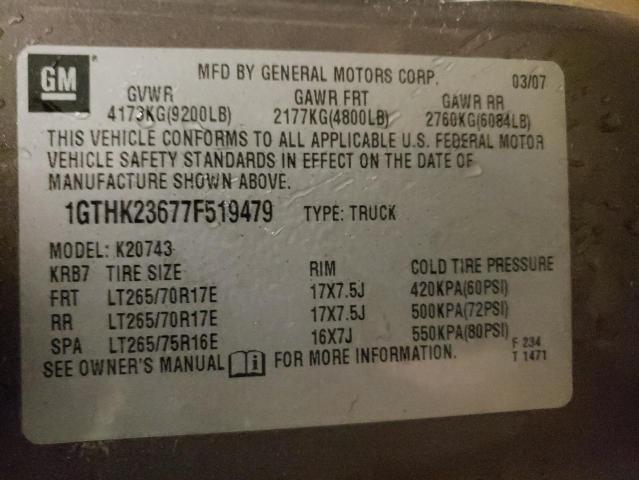 Photo 10 from auction – 2007 GMC SIERRA K25 with VIN 1GTHK23677F519479