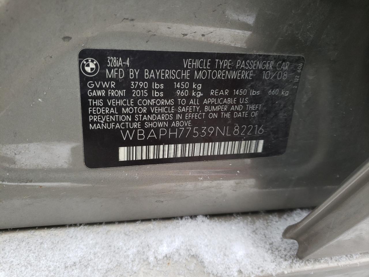 Photo 10 from auction – 2009 BMW 328 I with VIN WBAPH77539NL82216