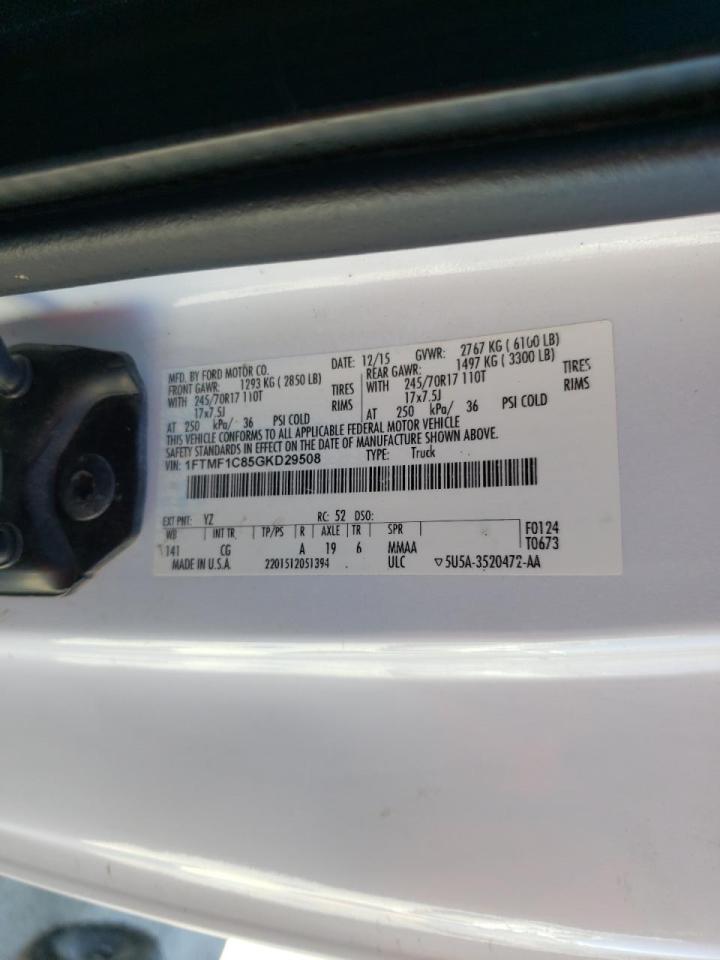 Photo 10 from auction – 2016 FORD F150 with VIN 1FTMF1C85GKD29508