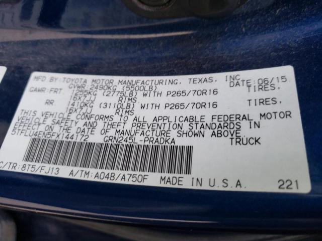 Photo 10 from auction – 2015 TOYOTA TACOMA DOU with VIN 5TFLU4EN5FX144172