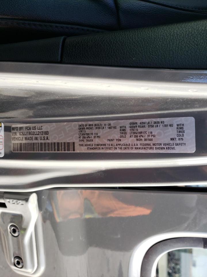 Photo 10 from auction – 2020 JEEP GLADIATOR with VIN 1C6JJTBG2LL213183