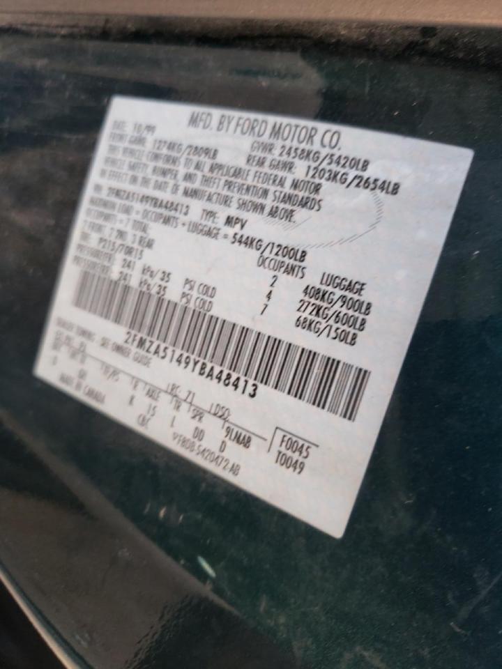 Photo 10 from auction – 2000 FORD WINDSTAR with VIN 2FMZA5149YBA48413