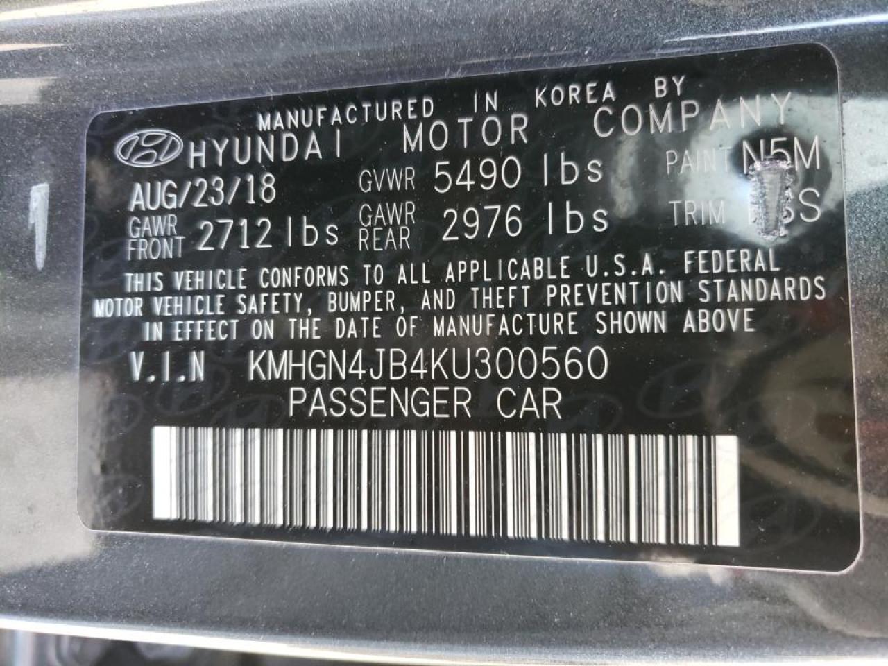Photo 10 from auction – 2019 GENESIS G80 BASE with VIN KMHGN4JB4KU300560