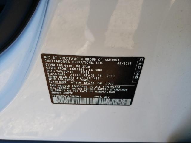 Photo 10 from auction – 2019 VOLKSWAGEN ATLAS SE with VIN 1V2UR2CA7KC550545
