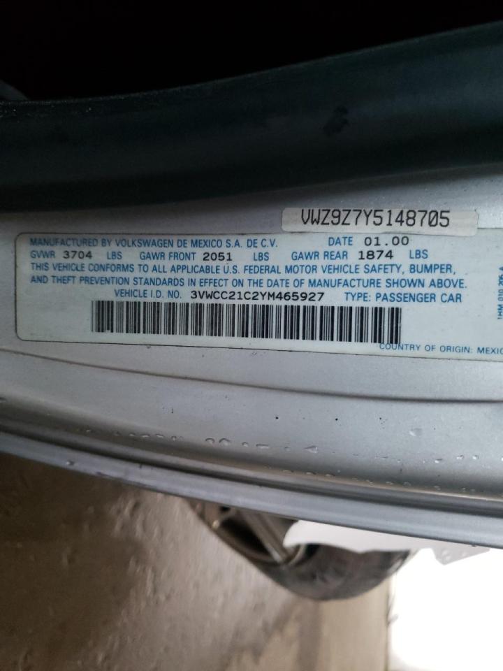 Photo 10 from auction – 2000 VOLKSWAGEN NEW BEETLE with VIN 3VWCC21C2YM465927