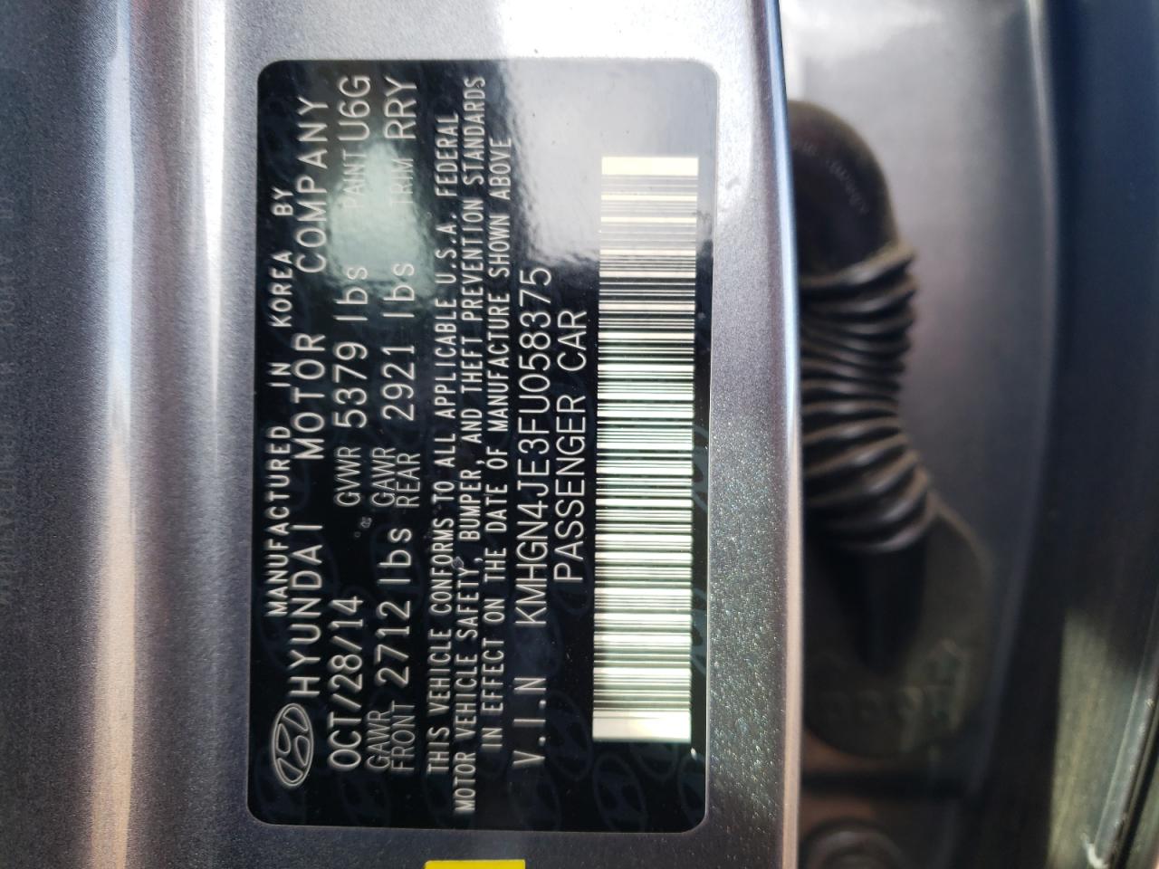 Photo 10 from auction – 2015 HYUNDAI GENESIS 3. with VIN KMHGN4JE3FU058375