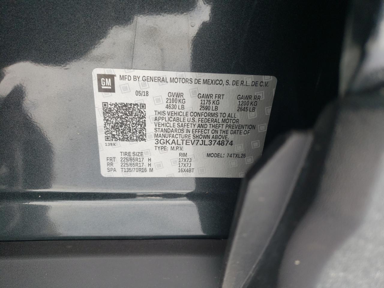 Photo 10 from auction – 2018 GMC TERRAIN SL with VIN 3GKALTEV7JL374874