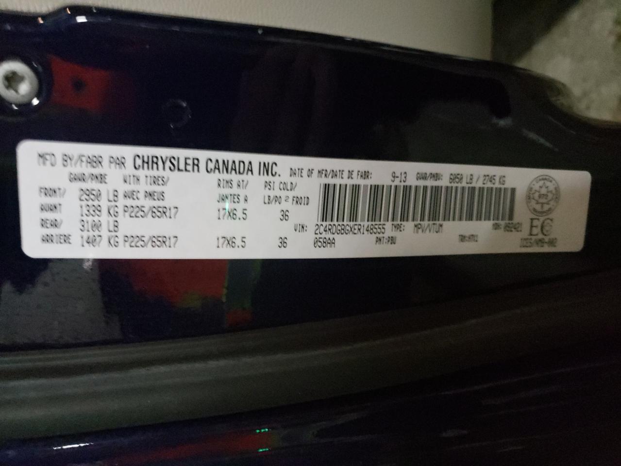 Photo 10 from auction – 2014 DODGE GRAND CARA with VIN 2C4RDGBGXER148555