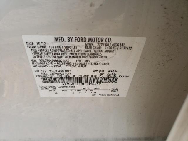Photo 10 from auction – 2013 FORD FLEX SEL with VIN 2FMGK5C89DBD20652