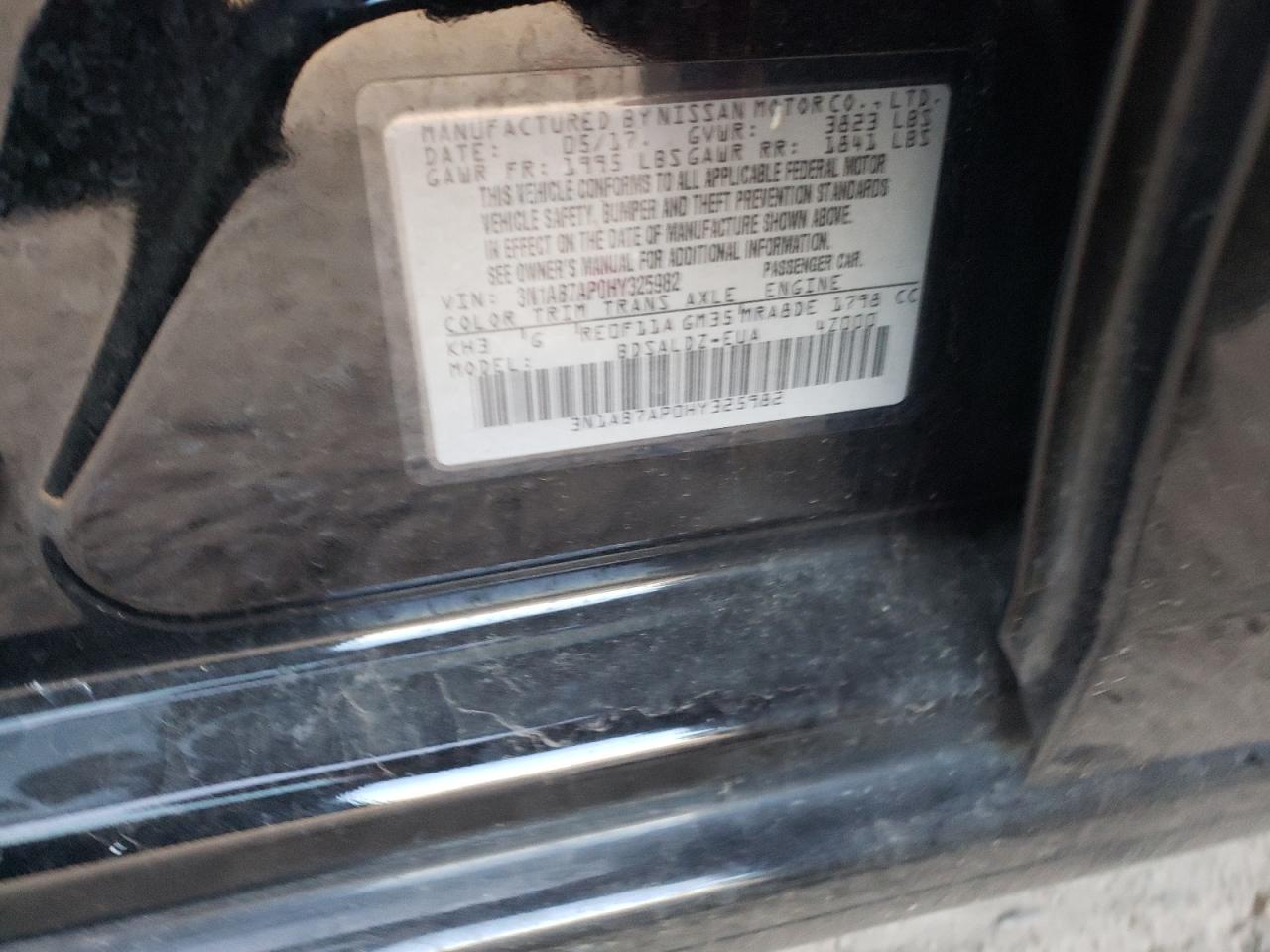 Photo 10 from auction – 2017 NISSAN SENTRA with VIN 3N1AB7AP0HY325982