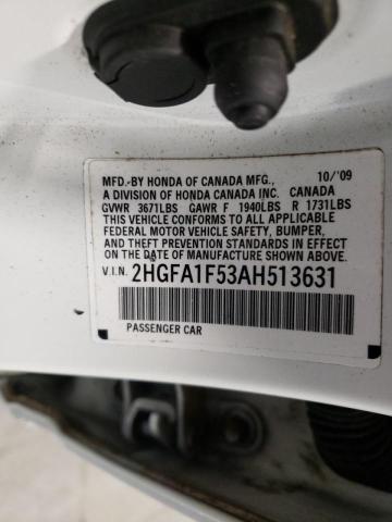 Photo 10 from auction – 2010 HONDA CIVIC LX with VIN 2HGFA1F53AH513631