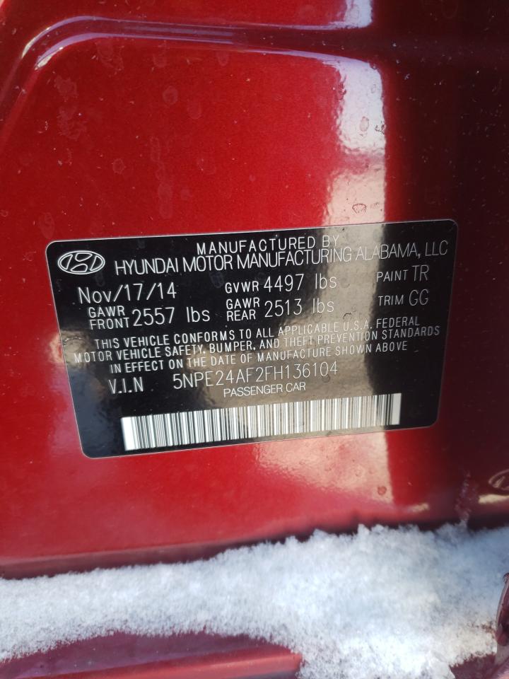 Photo 10 from auction – 2015 HYUNDAI SONATA SE with VIN 5NPE24AF2FH136104