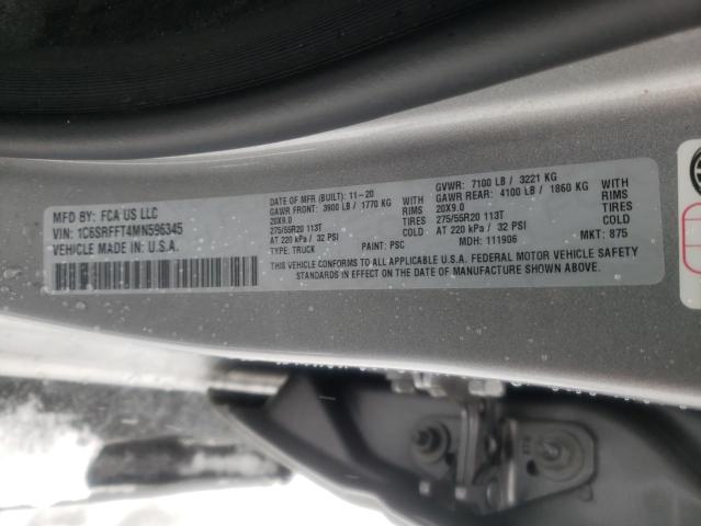 Photo 10 from auction – 2021 RAM 1500 BIG H with VIN 1C6SRFFT4MN596345