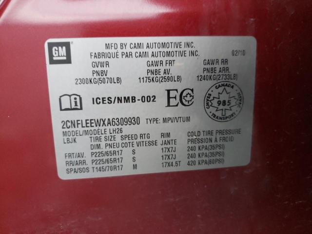 Photo 10 from auction – 2010 CHEVROLET EQUINOX LT with VIN 2CNFLEEWXA6309930