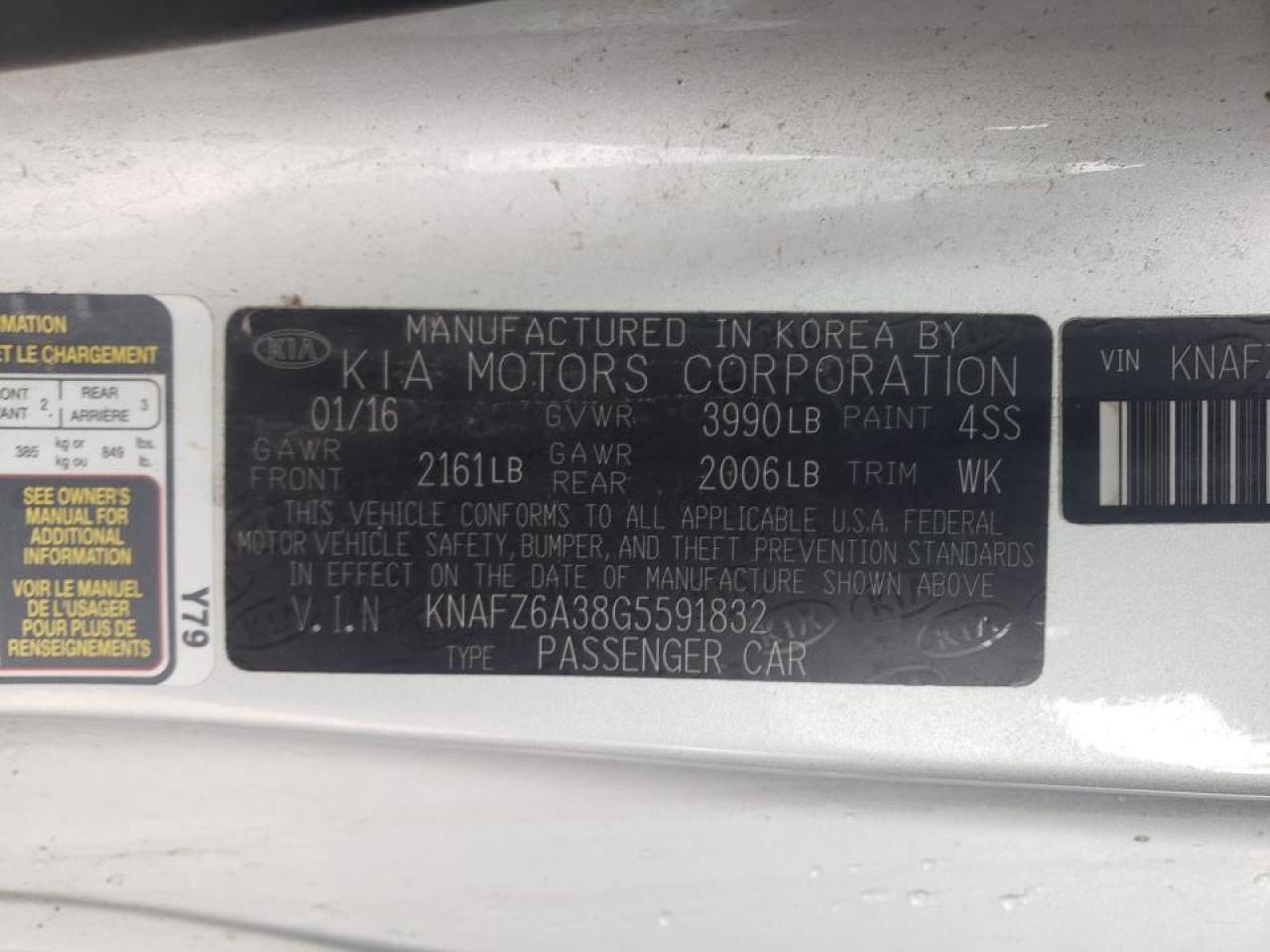 Photo 10 from auction – 2016 KIA FORTE SX with VIN KNAFZ6A38G5591832