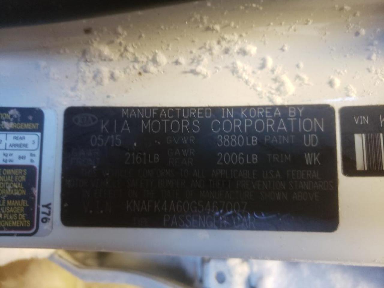 Photo 10 from auction – 2016 KIA FORTE LX with VIN KNAFK4A60G5467007