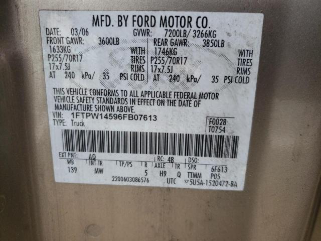 Photo 10 from auction – 2006 FORD F150 SUPER with VIN 1FTPW14596FB07613