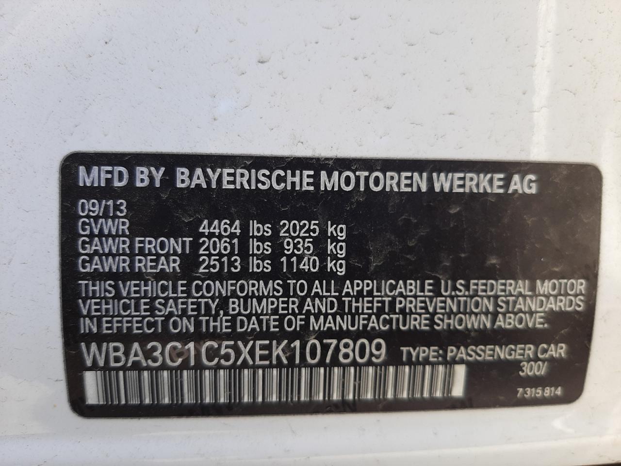 Photo 10 from auction – 2014 BMW 328 I SULE with VIN WBA3C1C5XEK107809