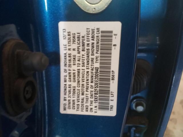 Photo 10 from auction – 2014 HONDA CIVIC LX with VIN 19XFB2F53EE200940