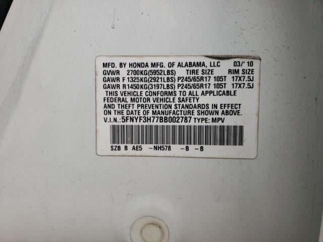 Photo 10 from auction – 2011 HONDA PILOT EXLN with VIN 5FNYF3H77BB002787